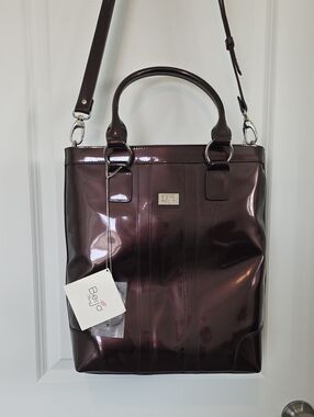 Beijo Patent Laptop Tote in Burgundy